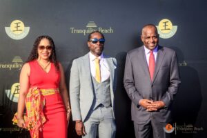 Prime Minister of Dominica Dr Roosevelt Skerrit (R), Ian Edwards (M), Melissa Skerrit (L)