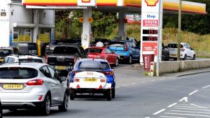 Long queues outside fuel stations in UK